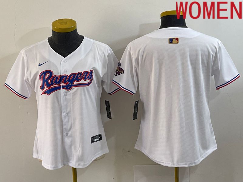 Women Texas Rangers Blank White Champion Game Nike 2024 MLB Jersey style 1